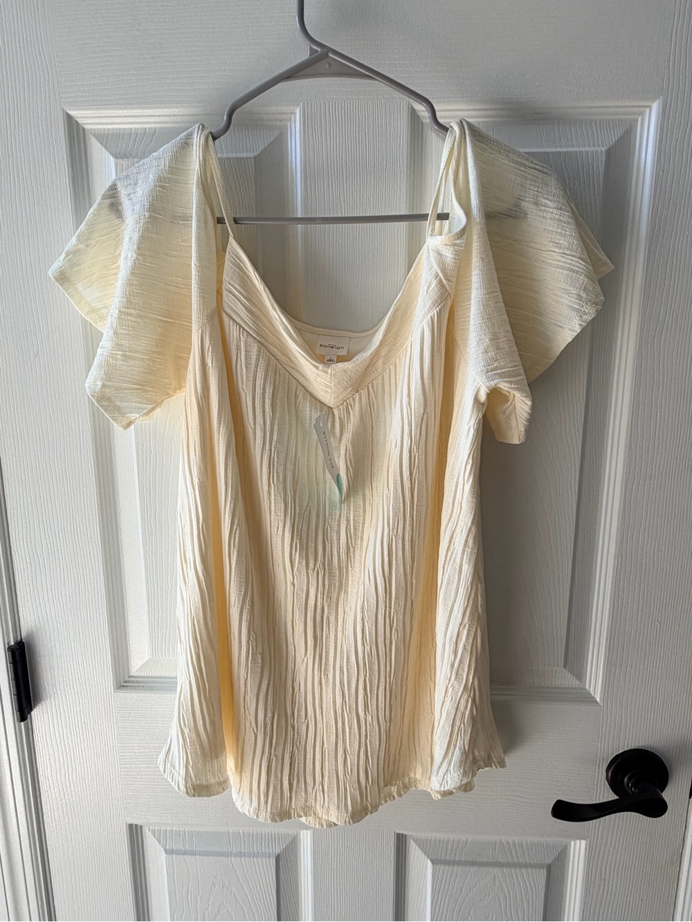 Large NWT Kayleigh - Cream Flutter Sleeve Women’s Top